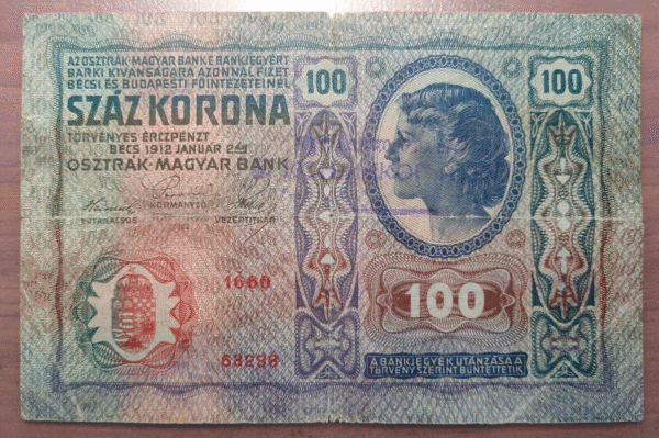 AUSTRIA 100 KRONEN 1912 P 12 BC+