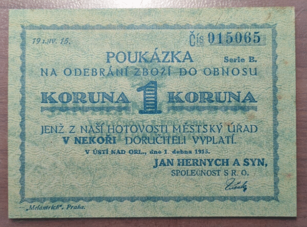 CZECHOSLOVAKIA CHECOSLOVAQUIA 1 KORUNA 1915 EBC+