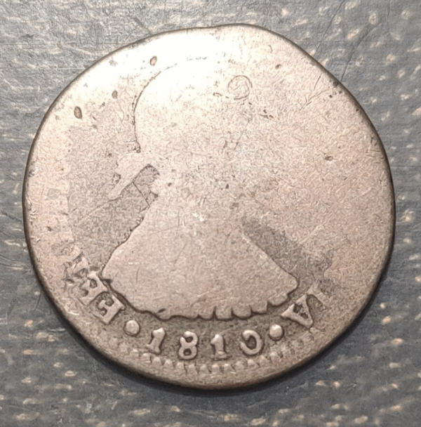 PERU LIMA FERDINAND VII SPANISH COLONIAL 1 REAL 1810 JP 2,86g