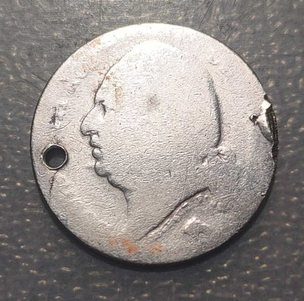 FRANCE LOUIS XVIII 1 FRANC 1823? W LILLE HOLED