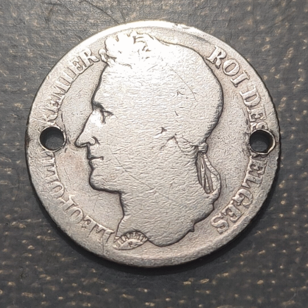 BELGIUM LEOPOLD I 1 FRANC 1844 2 HOLES