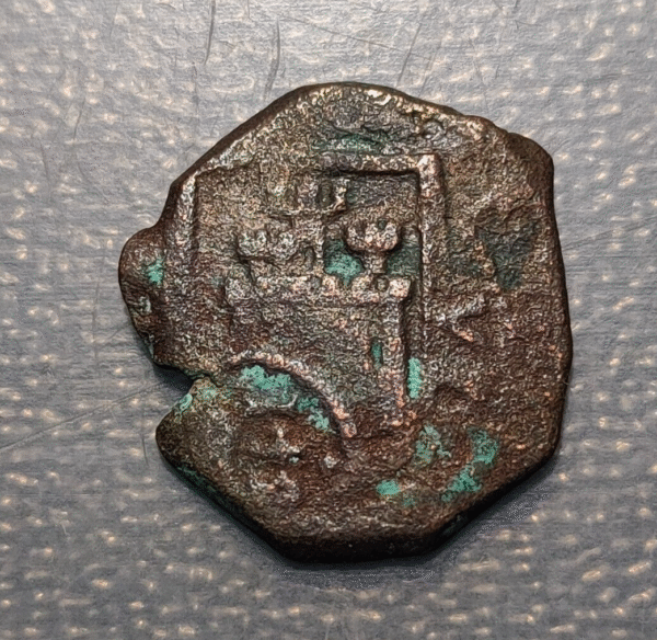 ESPAÑA SPAIN FELIPE IV RESELLADA VIII MARAVEDIS 1641 SEVILLA SOBRE 8 MR MARTILLO - Imagen 2