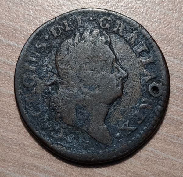 HIBERNIA IRLANDA IRELAND USA EEUU GEORGE II FARTHING 1723 AGUJERO HOLED