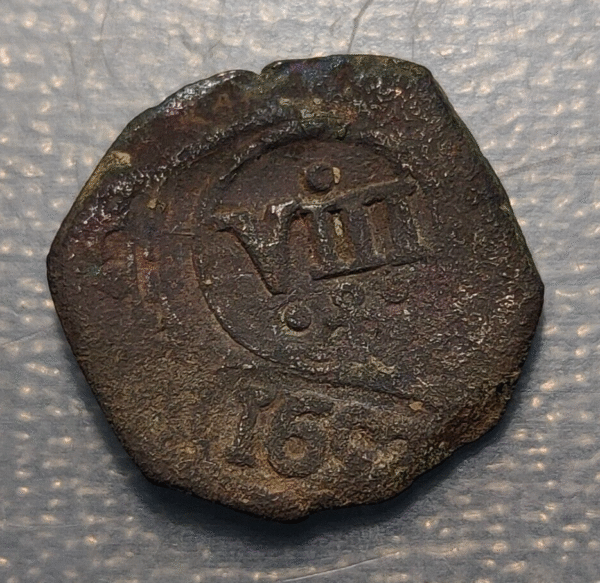 ESPAÑA SPAIN FELIPE IV RESELLADA VIII MARAVEDIS 1641 TOLEDO 8 MARAVEDIS 1652