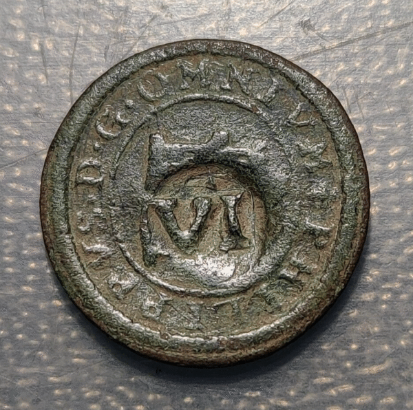 ESPAÑA SPAIN FELIPE IV RESELLADA 6 MARAVEDIS 1636 SOBRE 2 MARAVEDIS DE INGENIO - Imagen 2