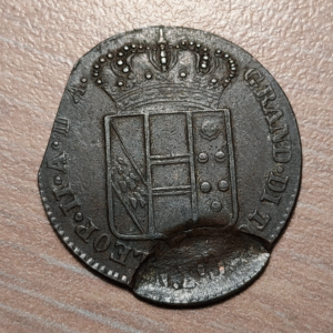 ERROR ITALIA TOSCANA LEOPOLDO II 5 QUATTRINI 1830 ERROR ACUÑACION