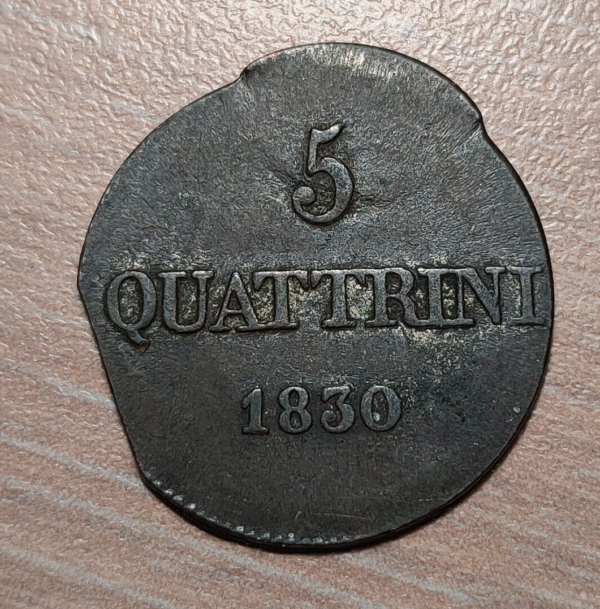ERROR ITALIA TOSCANA LEOPOLDO II 5 QUATTRINI 1830 ERROR ACUÑACION - Imagen 2