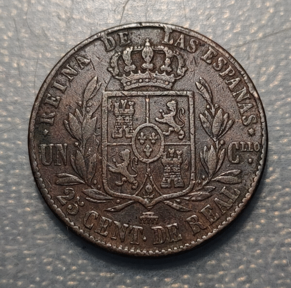 ESPAÑA SEGOVIA ISABEL II 25 CENTIMOS DE REAL 1863 - Imagen 2