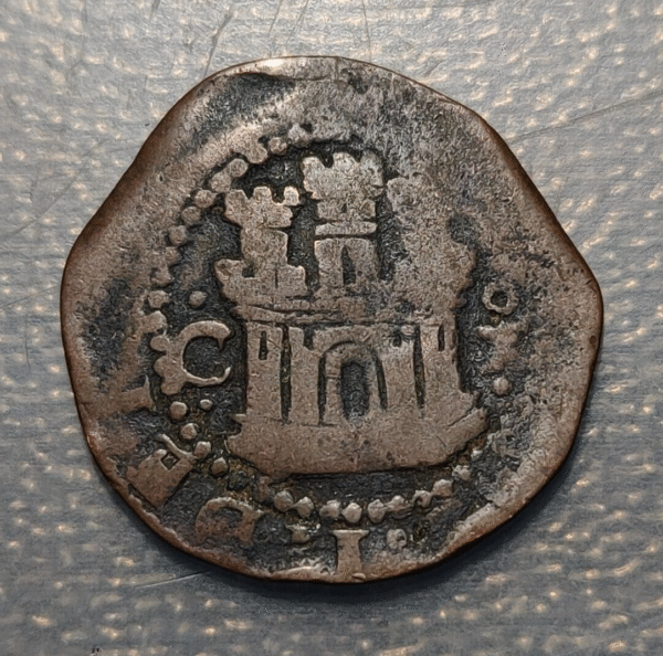 ESPAÑA GRANADA BAJO LEÓN FELIPE II 2 MARAVEDIS (1577-1582) - Imagen 2