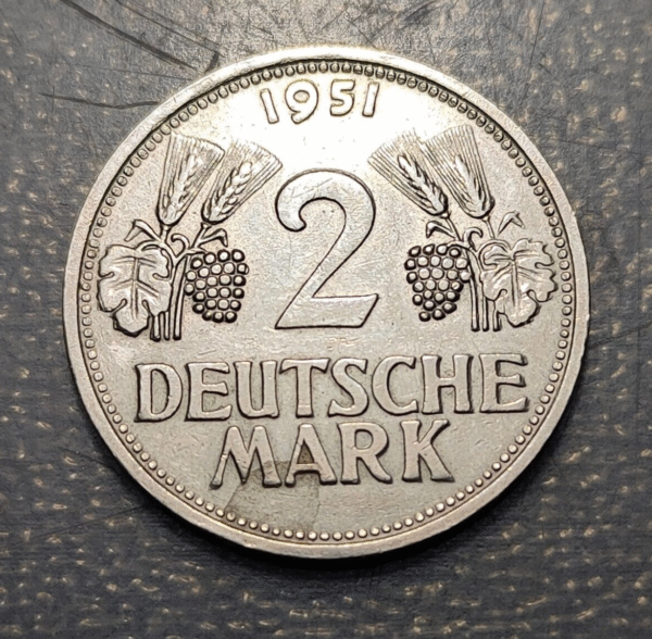 ALEMANIA GERMANY 2 MARK 2 MARCOS 1951 G MBC - Imagen 2
