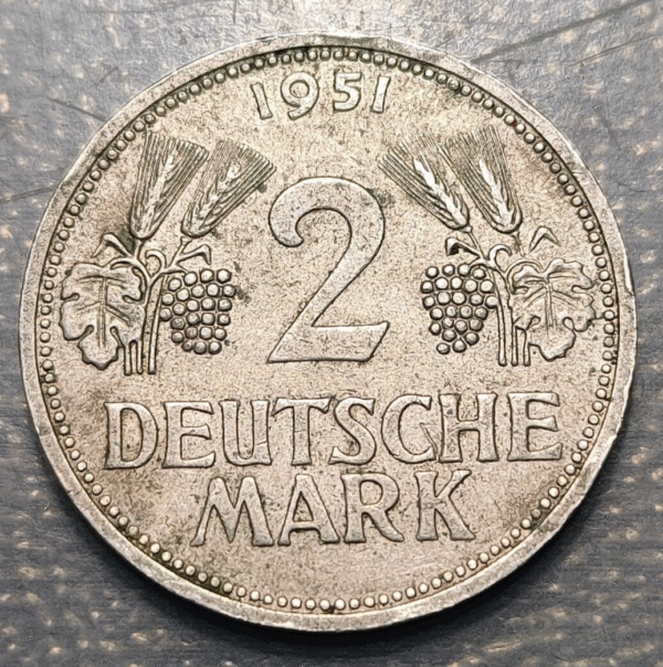ALEMANIA GERMANY 2 MARK 2 MARCOS 1951 F MBC-/MBC - Imagen 2