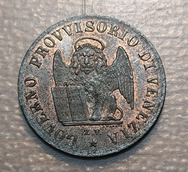 ITALIA VENEZIA VENECIA GOBIERNO PROVISIONAL 1 CENTESIMO 1849 SC- BRILLO ORIGINAL