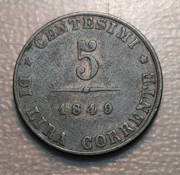 ITALIA VENEZIA VENECIA GOBIERNO PROVISIONAL 5 CENTESIMI 1849 MBC - Imagen 2