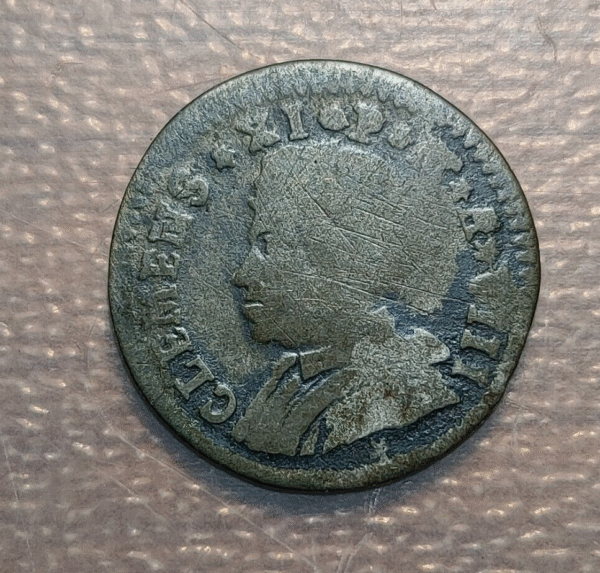 ESTADOS PAPALES CLEMENTE XI FERRARA MURAIOLA (2 BAIOCCHI) ANNO VIII - Imagen 2