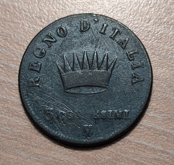 ITALIA REINO NAPOLEON BONAPARTE 5 CENTESIMI 1810 V VENECIA VENEZIA BC+/MBC- - Imagen 2