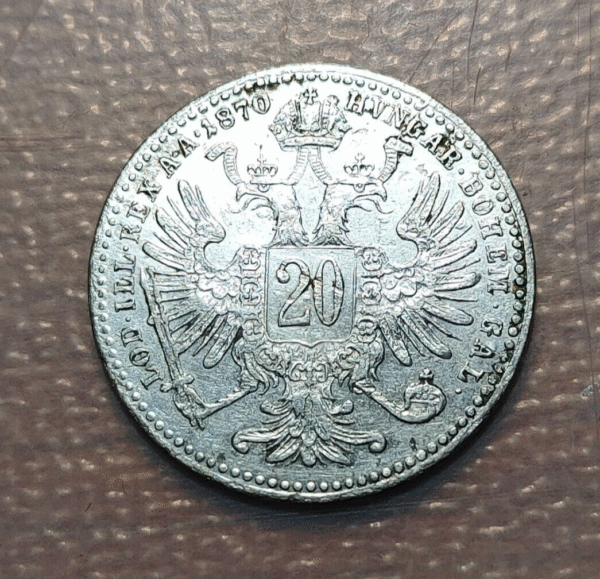 AUSTRIA FRANZ JOSEPH I 20 KREUZER 1870 MBC - Imagen 2