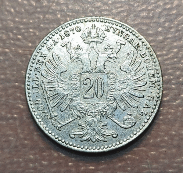 AUSTRIA FRANZ JOSEPH I 20 KREUZER 1870 MBC - Imagen 2