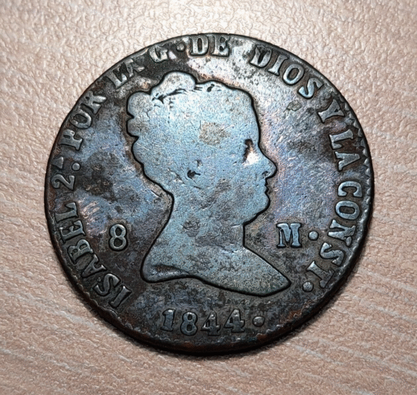 ESPAÑA SEGOVIA ISABEL II 8 MARAVEDIS 1844