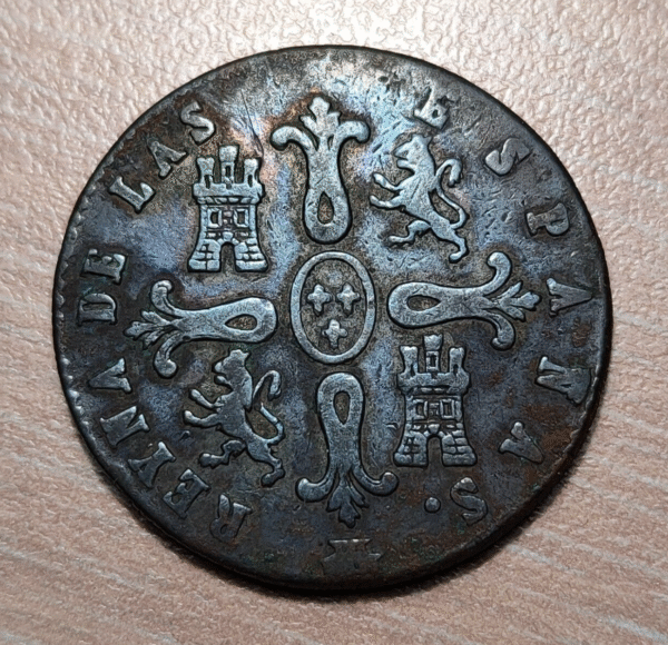 ESPAÑA SEGOVIA ISABEL II 8 MARAVEDIS 1844 - Imagen 2