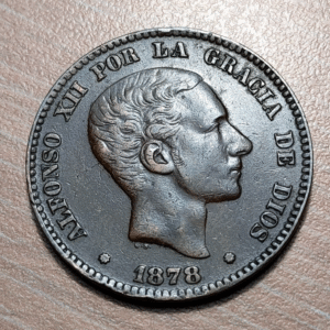 ESPAÑA SPAIN ALFONSO XII BARCELONA 10 CENTIMOS 1878 MBC