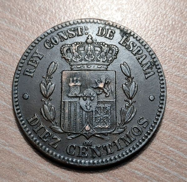 ESPAÑA SPAIN ALFONSO XII BARCELONA 10 CENTIMOS 1878 MBC - Imagen 2