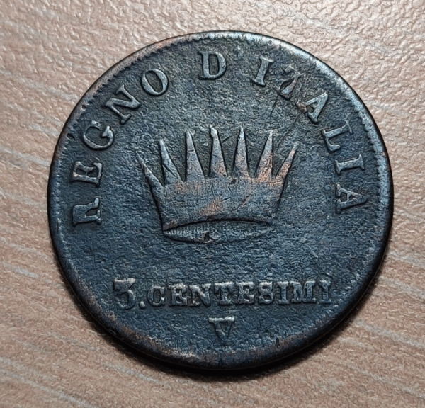ITALIA REINO NAPOLEON BONAPARTE 3 CENTESIMI 1810 V 0/1 VENECIA VENEZIA - Imagen 2