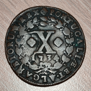 PORTUGAL JOAO V 10 REIS 1734 MBC