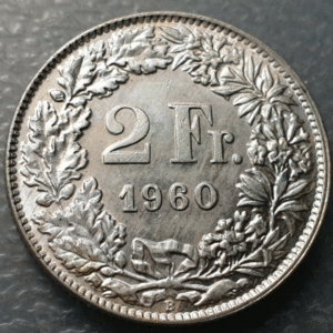 SUIZA SWITZERLAND 2 FRANCOS 2 FRANCS 1960 B SC UNC