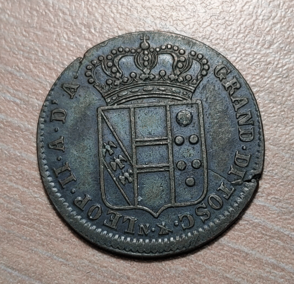 ITALIA TOSCANA LEOPOLDO II 5 QUATTRINI 1830 MBC+/EBC-