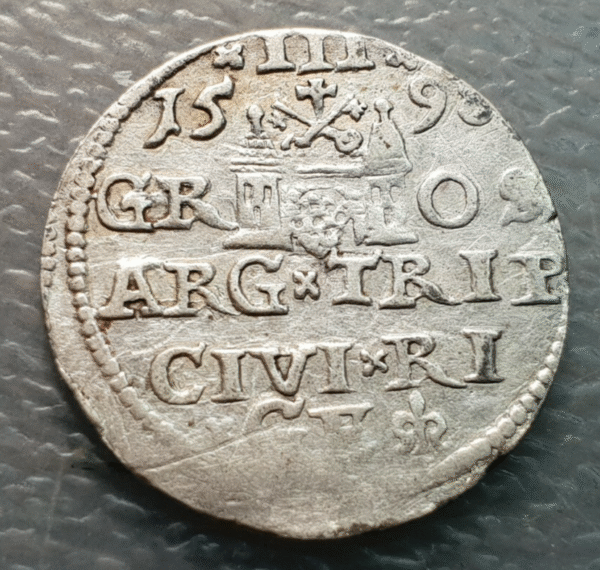 POLONIA POLAND LATVIA RIGA SIGISMUNDO III VASA ZYGMUNT WASA 3 GROSZE TROYAK 1598 - Imagen 2