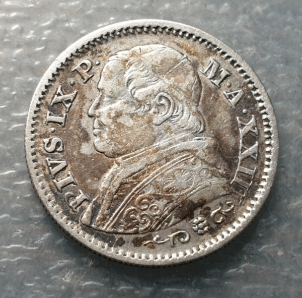 ESTADOS PAPALES PONTIFICIO PIO IX 10 SOLDI 1868 R - A XXII MBC/MBC+