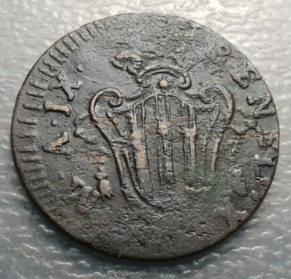 ESTADOS PAPALES VATICANO FERRARA BENEDICTO XIV 1/2 BAIOCCO AÑO IX 1749 BC+