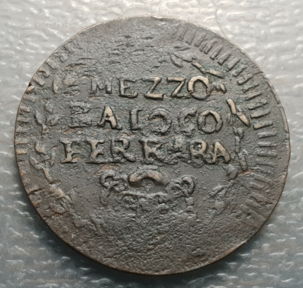 ESTADOS PAPALES VATICANO FERRARA BENEDICTO XIV 1/2 BAIOCCO AÑO IX 1749 BC+ - Imagen 2