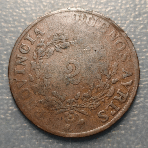 ARGENTINA BUENOS AIRES 2 REALES 1853