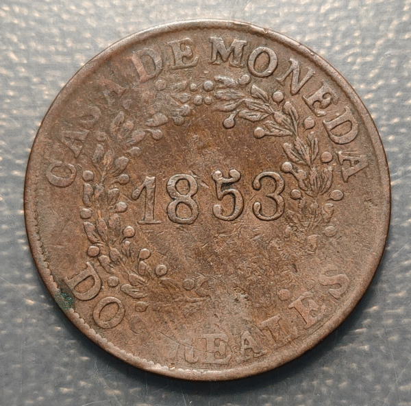 ARGENTINA BUENOS AIRES 2 REALES 1853 - Imagen 2