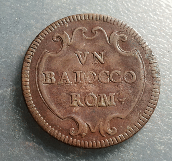 ESTADOS PAPALES PONTIFICIO VATICANO BENEDICTO XIV ROMA BAIOCCO ROMANO BC/BC+ - Imagen 2