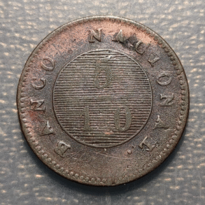 ARGENTINA BUENOS AIRES 5/10 REAL 1828 MBC-/MBC