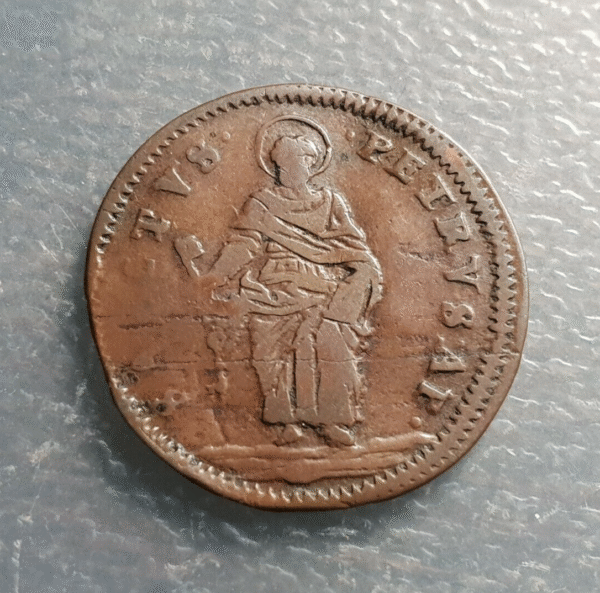 ESTADOS PAPALES VATICANO INOCENCIO XII QUATTRINO S. PEDRO MBC- - Imagen 2