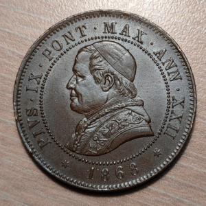 ESTADOS PAPALES VATICANO PIO IX 4 SOLDI 1868 ANNO XXII EBC/EBC+