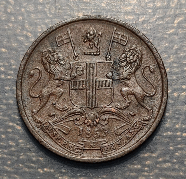 INDIA BRITISH INDIA BRITANICA EAST INDIA COMPANY 1/2 PICE 1853 MBC+/EBC