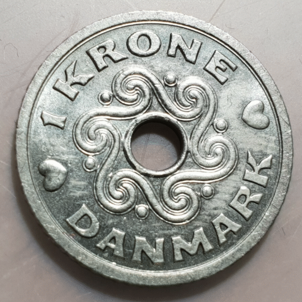 DINAMARCA DENMARK 1 KRONE 1 CORONA 1990 LG GP PRUEBA PROVE TRIAL STRIKE - Imagen 2