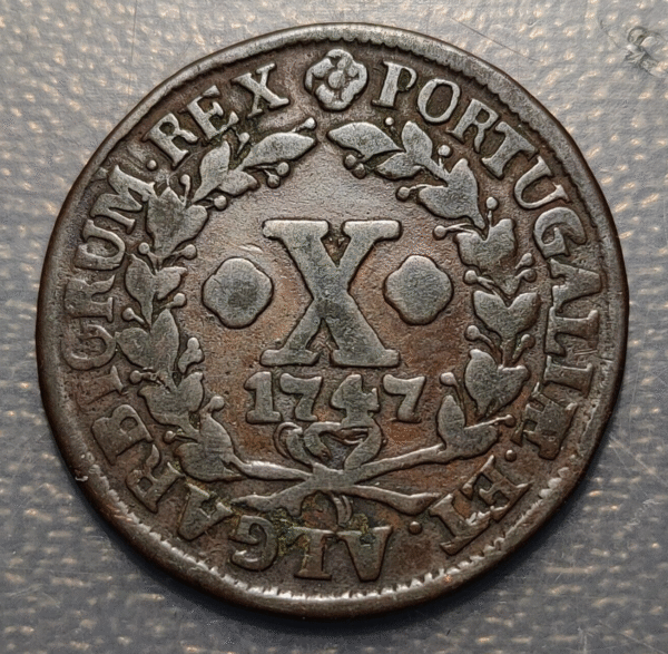 PORTUGAL JOAO V 10 REIS 1747 BC+/MBC- - Imagen 2