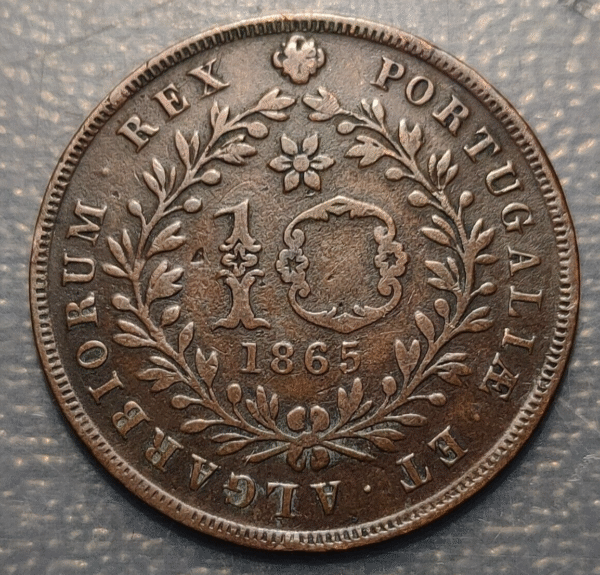 PORTUGAL LUIS I 10 REIS 1865 MBC - Imagen 2