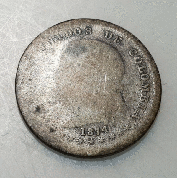 COLOMBIA BOGOTA 10 CENTAVOS 1874 BC - Imagen 2