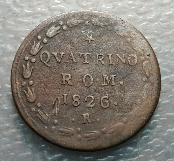 ESTADOS PAPALES PONTIFICIO VATICANO LEON XII QUATTRINO 1826 R BC/BC+ - Imagen 2