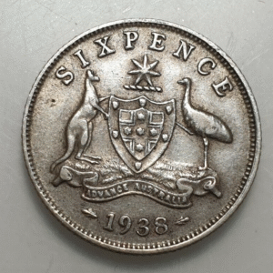 AUSTRALIA GEORGE VI 6 PENCE 1938 EBC-