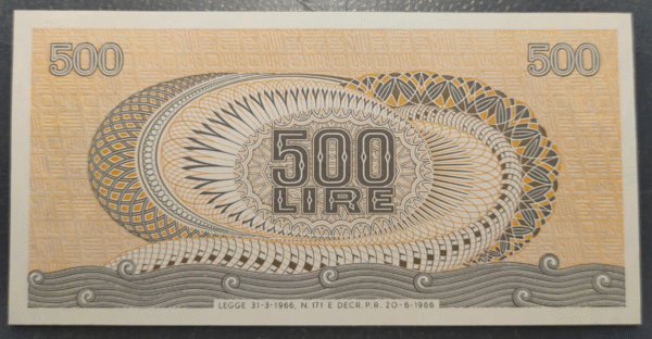 ITALIA 500 LIRE 20/06/1966 SC UNC - Imagen 2