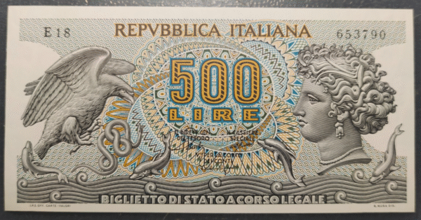 ITALIA 500 LIRE 20/10/1967 SC UNC