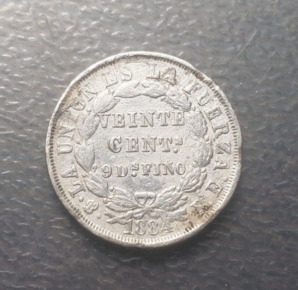 BOLIVIA 20 CENTAVOS 1884 FE