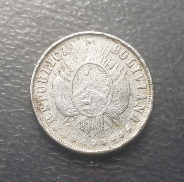 BOLIVIA 20 CENTAVOS 1884 FE - Imagen 2